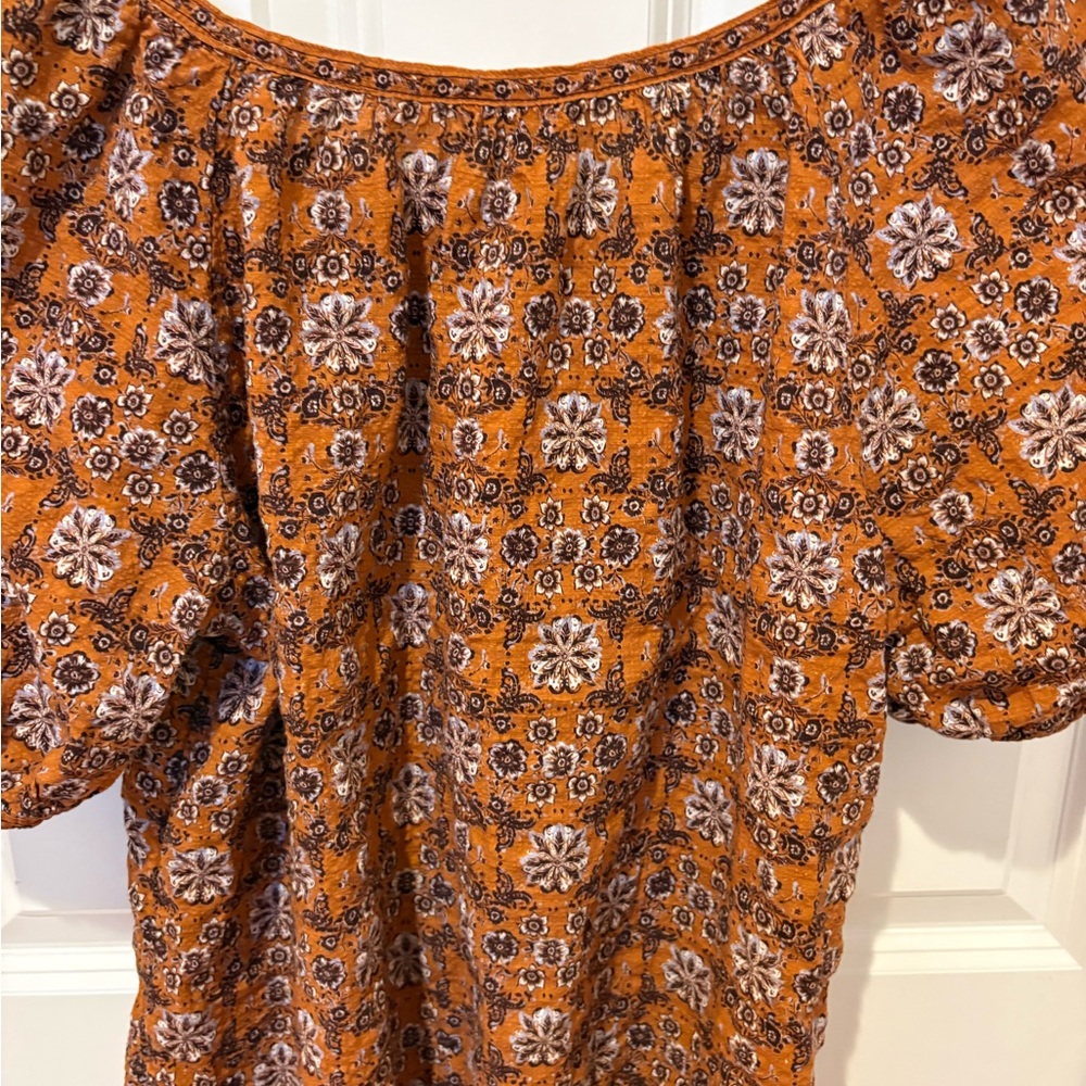 Max Studio London Boho Floral Puff-Sleeve Women's Top, Small - Picture 5 of 6